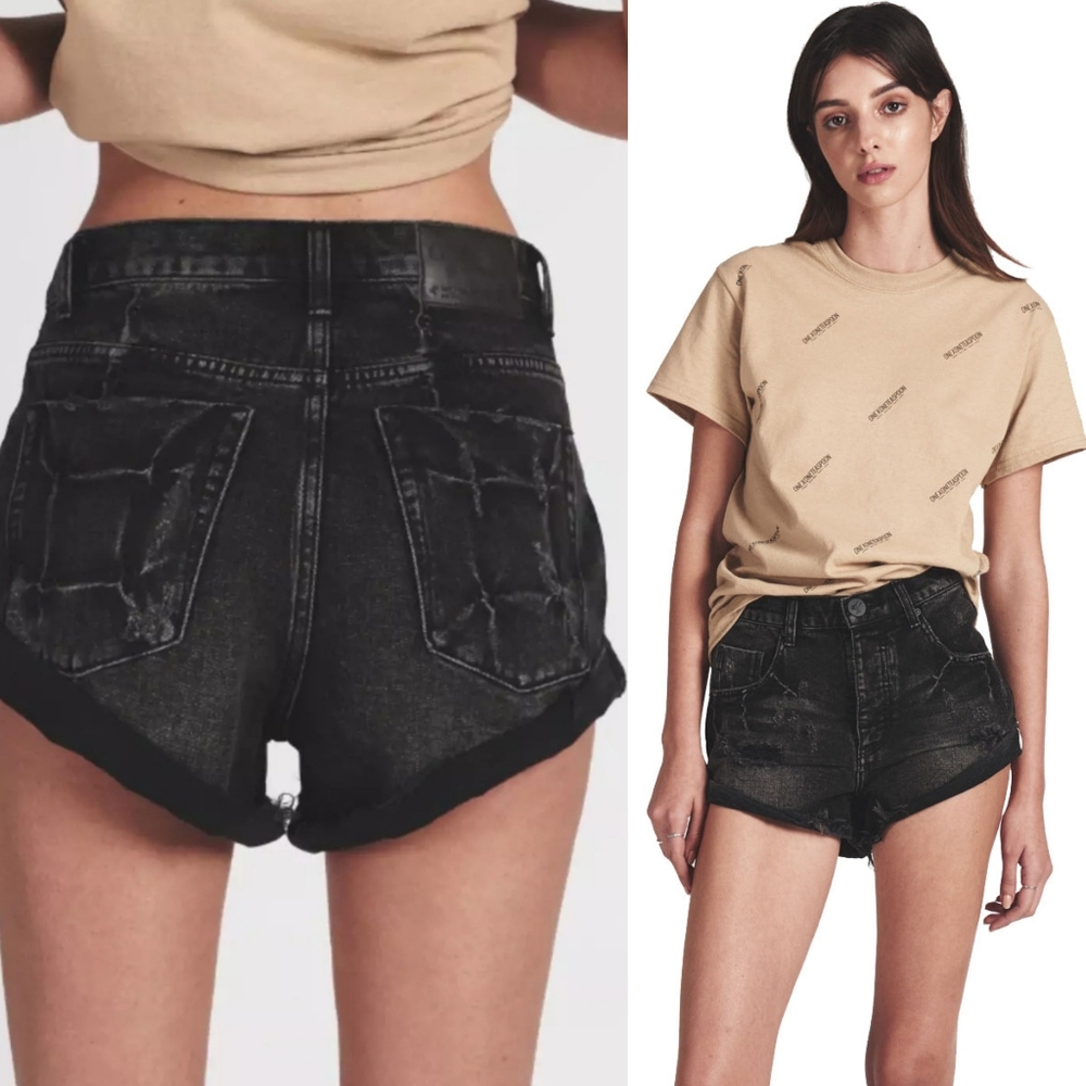 ONE TEASPOON BANDIT DENIM SHORTS - High Rise DOUBLE BASS 26